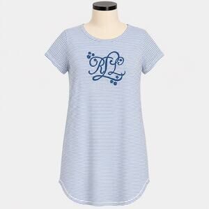 Lauren Ralph Lauren Blue White Striped Sleep Shirt Women's Small Monogram